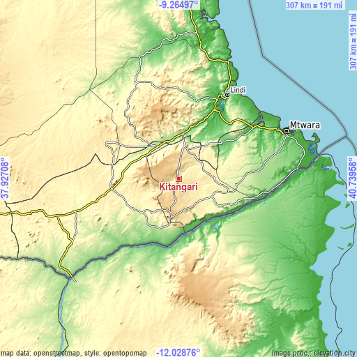 Topographic map of Kitangari