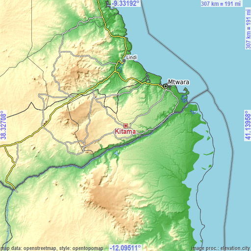 Topographic map of Kitama