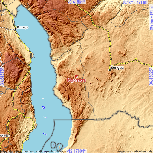 Topographic map of Kigonsera