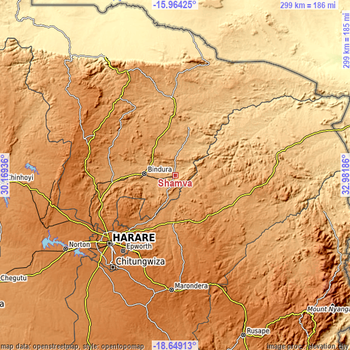 Topographic map of Shamva