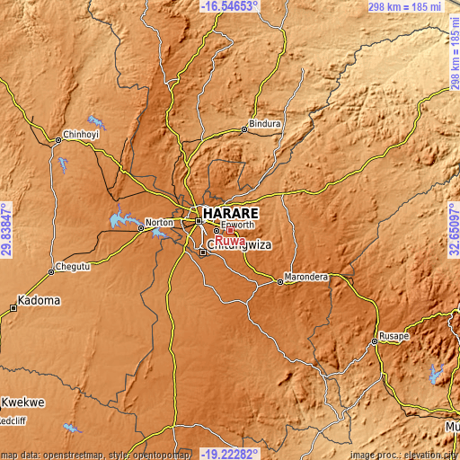 Topographic map of Ruwa