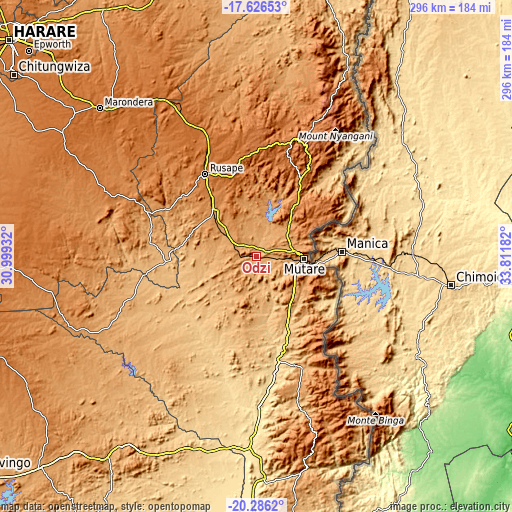 Topographic map of Odzi