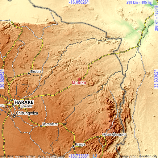 Topographic map of Mutoko