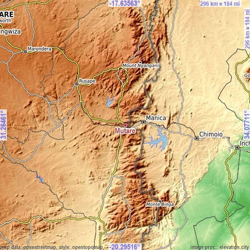 Topographic map of Mutare