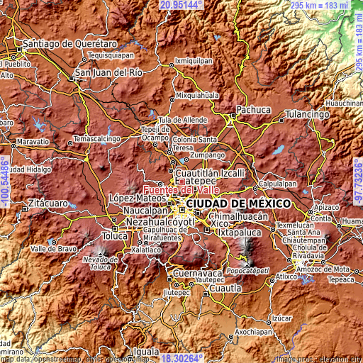 Topographic map of Fuentes del Valle