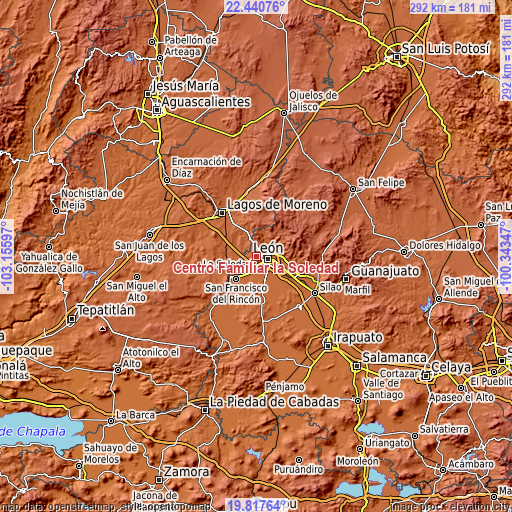 Topographic map of Centro Familiar la Soledad