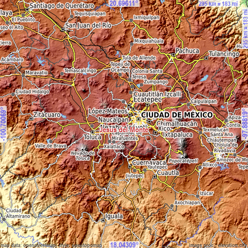 Topographic map of Jesús del Monte