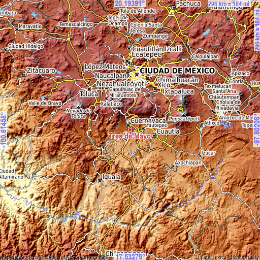 Topographic map of Tres de Mayo