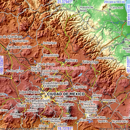 Topographic map of La Providencia Siglo XXI