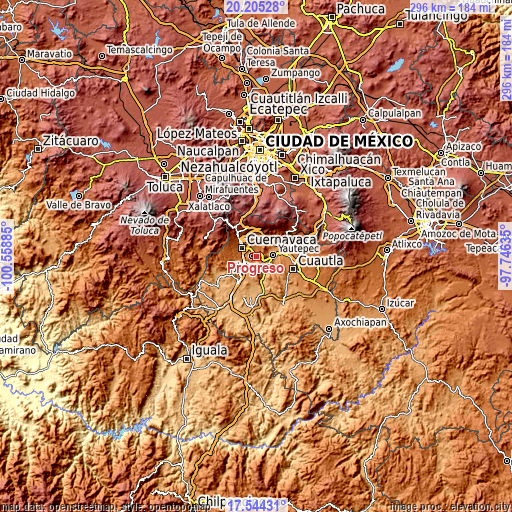 Topographic map of Progreso