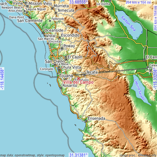 Topographic map of Villa del Campo