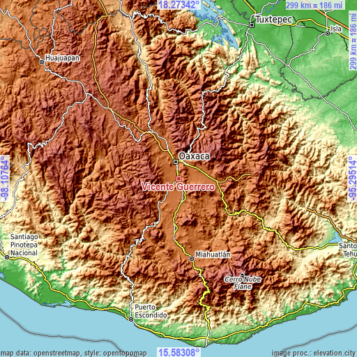 Topographic map of Vicente Guerrero
