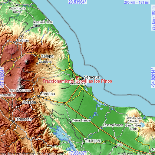 Topographic map of Fraccionamiento Geovillas los Pinos