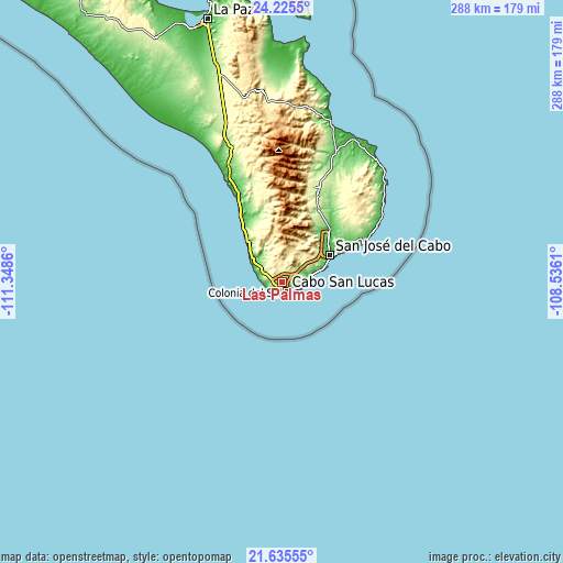 Topographic map of Las Palmas