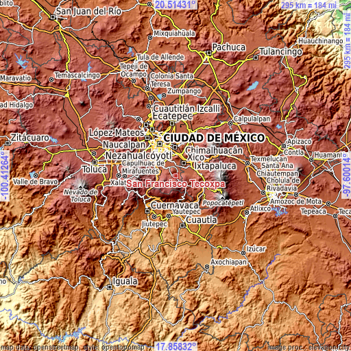 Topographic map of San Francisco Tecoxpa