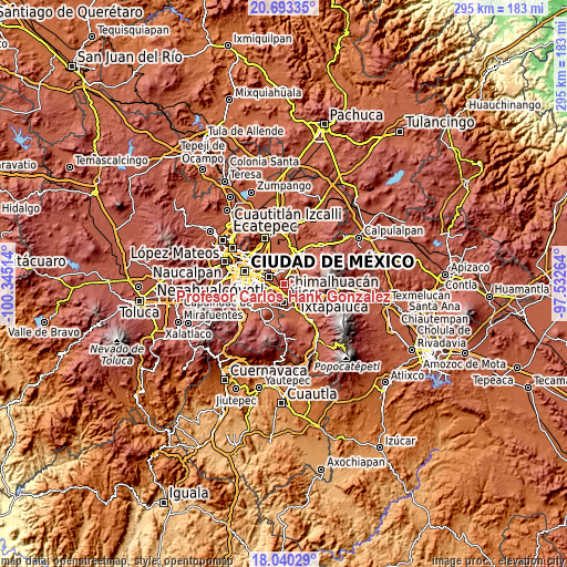 Topographic map of Profesor Carlos Hank González