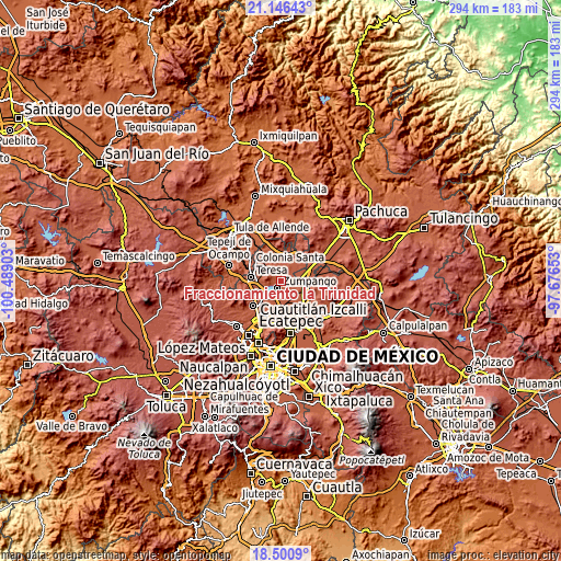 Topographic map of Fraccionamiento la Trinidad