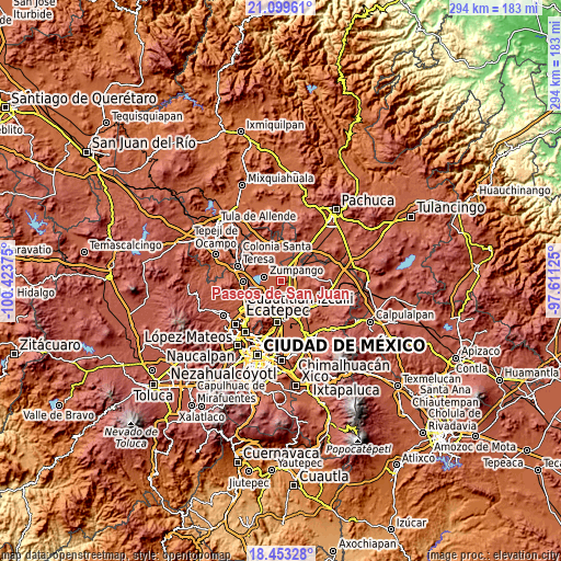 Topographic map of Paseos de San Juan