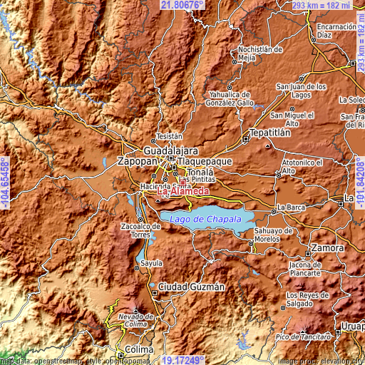 Topographic map of La Alameda
