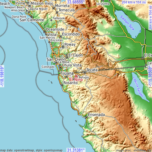 Topographic map of El Niño