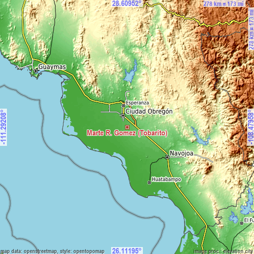 Topographic map of Marte R. Gómez (Tobarito)
