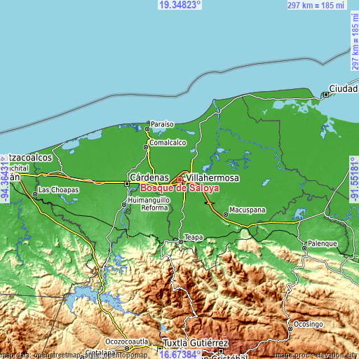 Topographic map of Bosque de Saloya