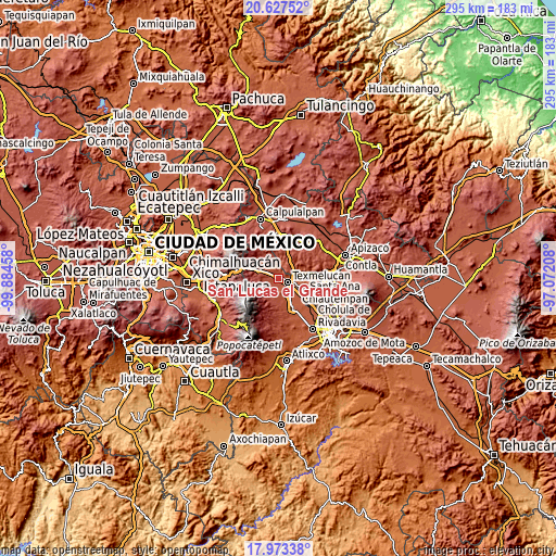 Topographic map of San Lucas el Grande