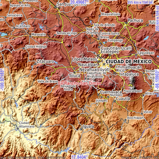 Topographic map of Ex-Rancho San Dimas