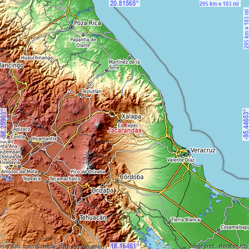 Topographic map of Jacarandas