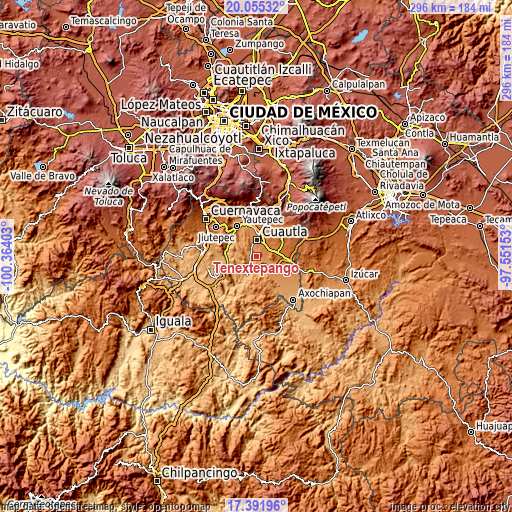 Topographic map of Tenextepango