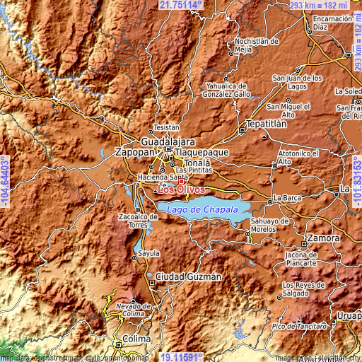 Topographic map of Los Olivos