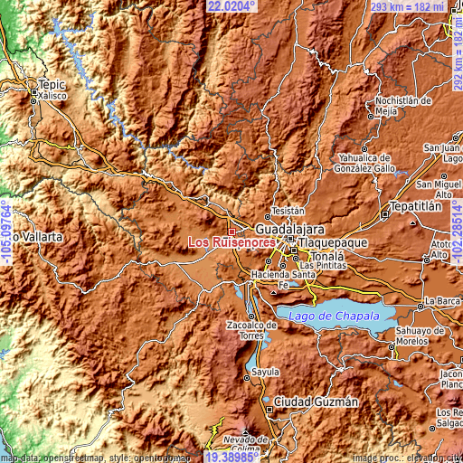 Topographic map of Los Ruiseñores
