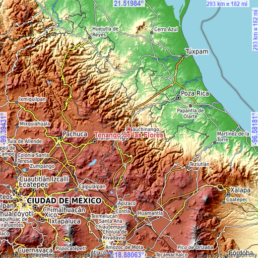 Topographic map of Tenango de las Flores