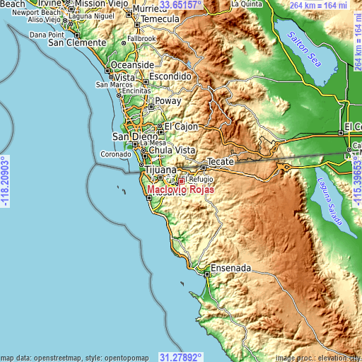 Topographic map of Maclovio Rojas