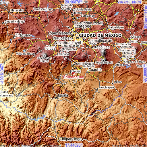 Topographic map of Chiconcuac