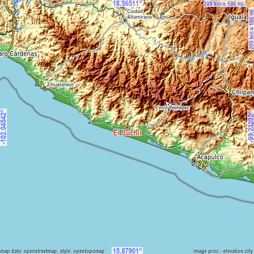 Topographic map of El Súchil