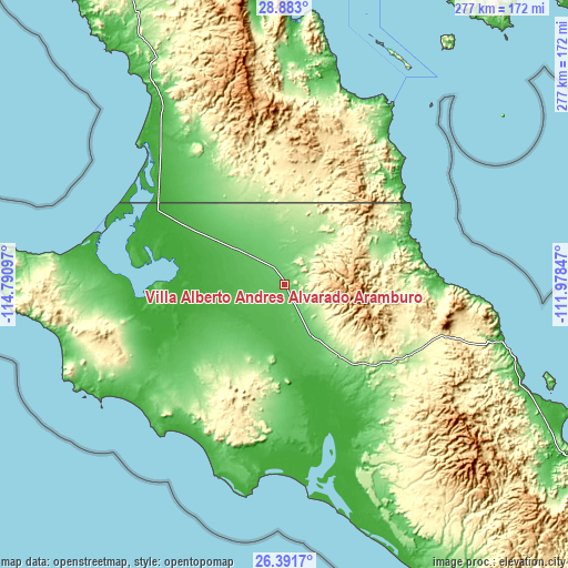 Topographic map of Villa Alberto Andrés Alvarado Arámburo