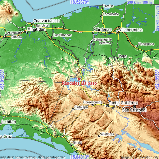 Topographic map of Raudales Malpaso