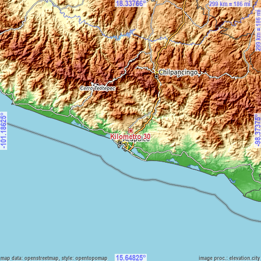 Topographic map of Kilómetro 30