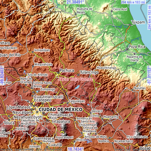 Topographic map of Javier Rojo Gómez
