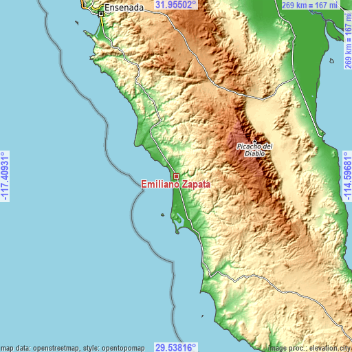 Topographic map of Emiliano Zapata