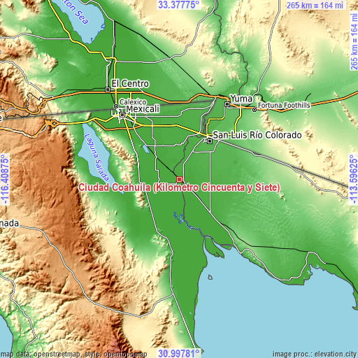 Topographic map of Ciudad Coahuila (Kilómetro Cincuenta y Siete)