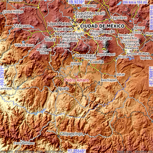 Topographic map of Pedro Amaro