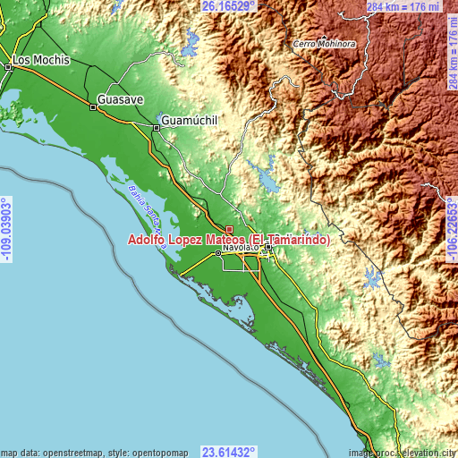 Topographic map of Adolfo López Mateos (El Tamarindo)