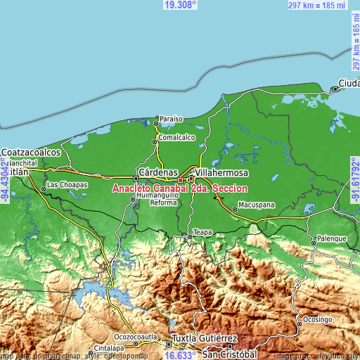 Topographic map of Anacleto Canabal 2da. Sección