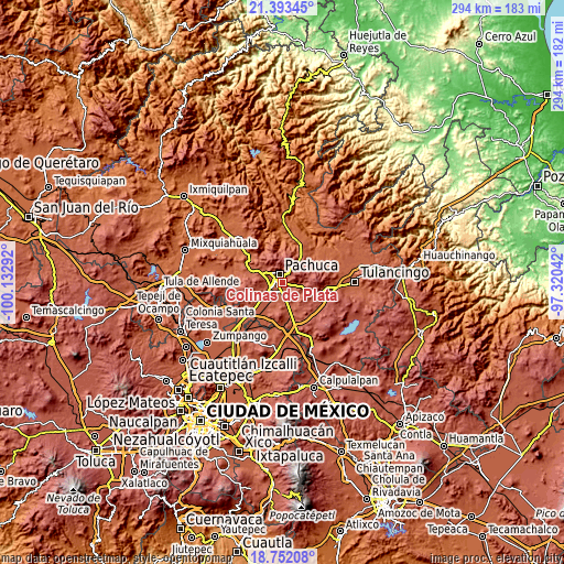 Topographic map of Colinas de Plata