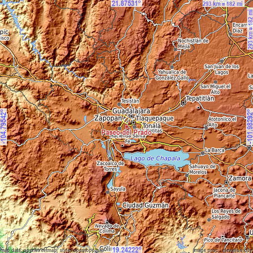 Topographic map of Paseo del Prado