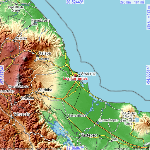 Topographic map of Los Torrentes