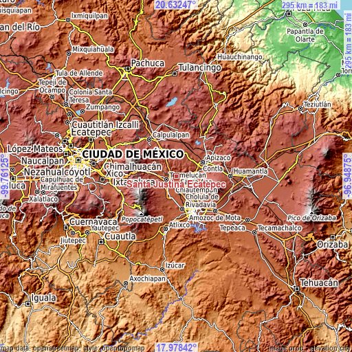 Topographic map of Santa Justina Ecatepec