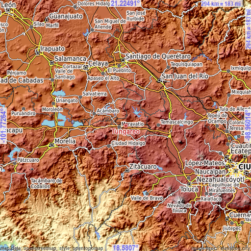 Topographic map of Tungareo